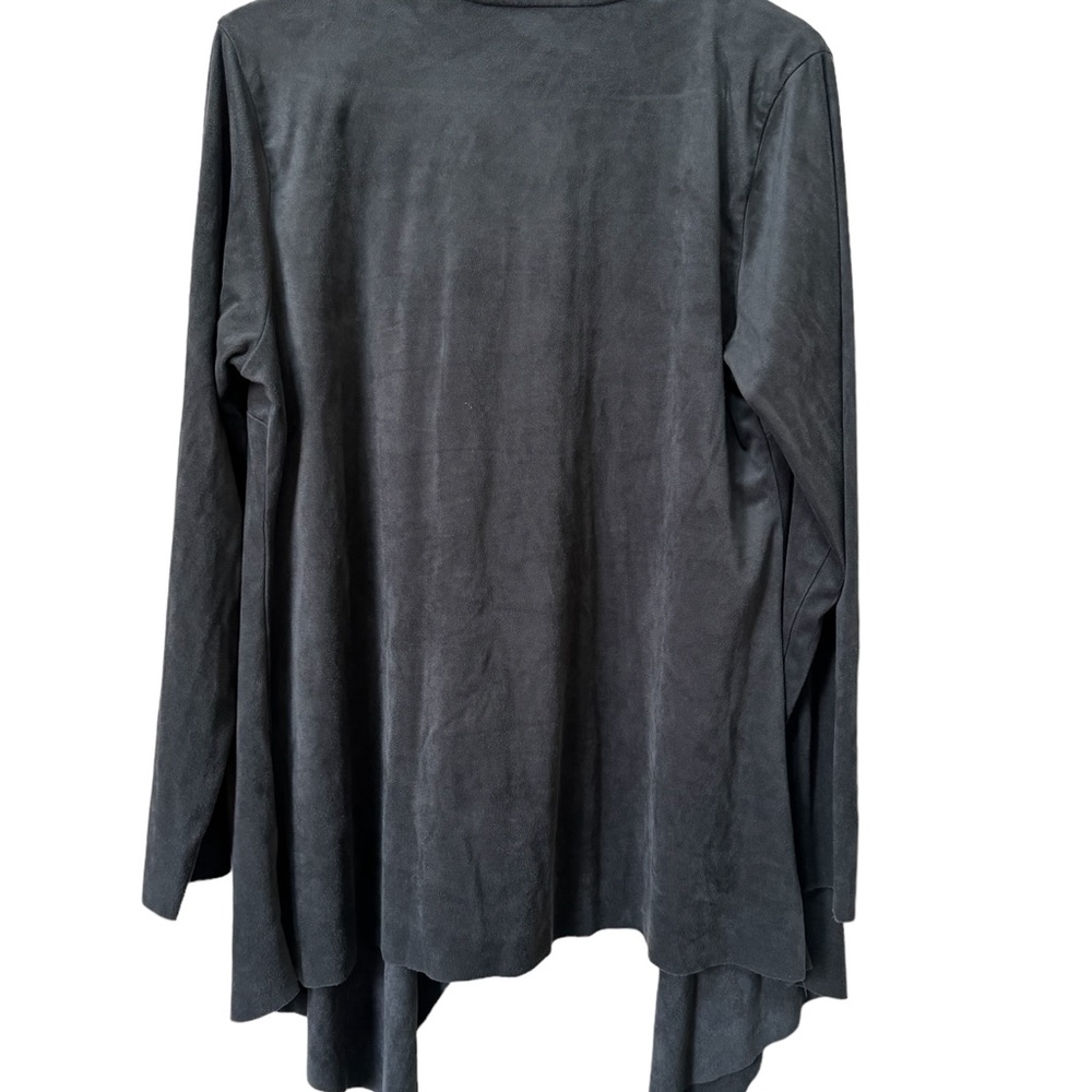 Soft Surroundings Grey Cascading Front Open Suede… - image 3